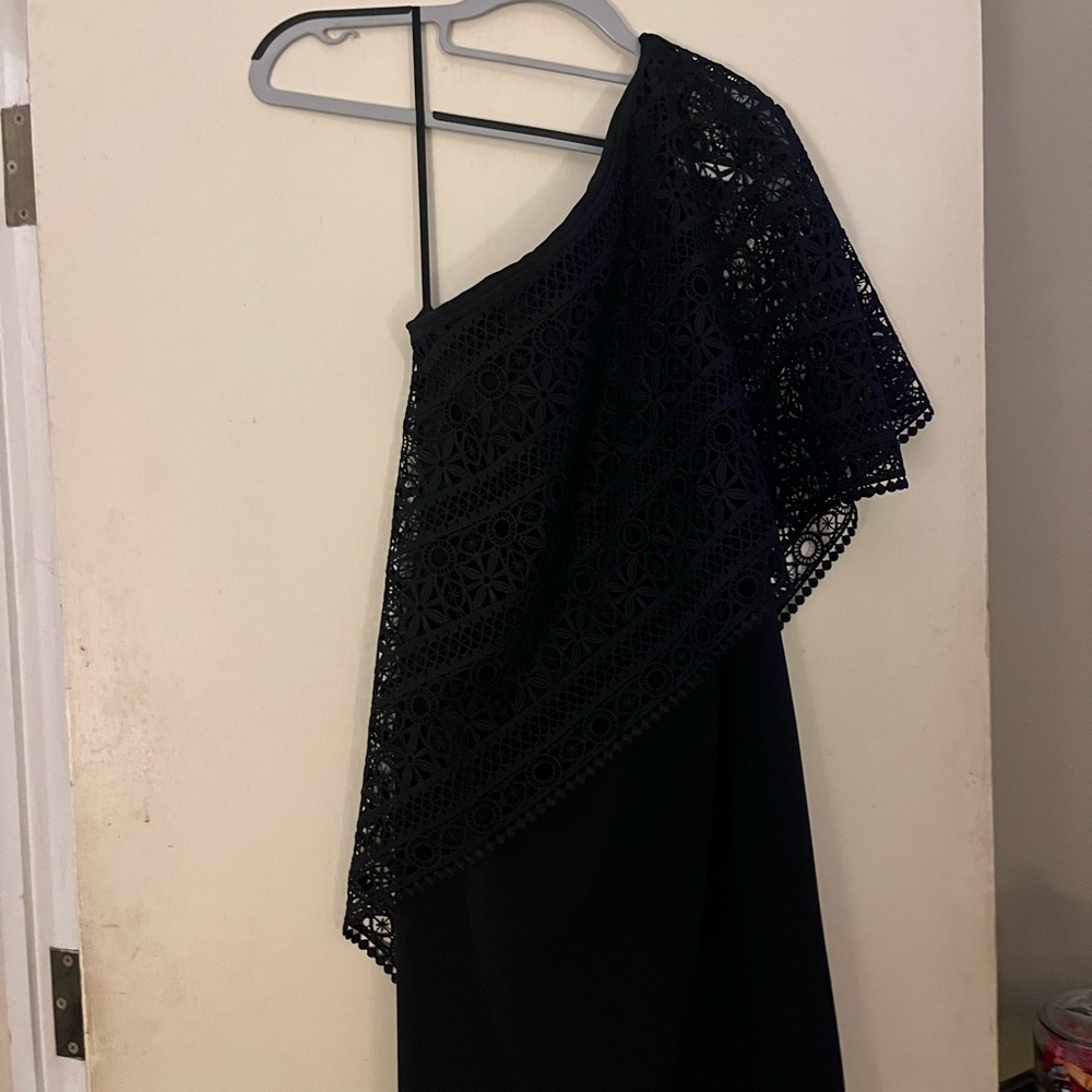 Ralph Lauren Black One-Shoulder Lace Dress